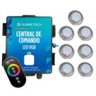 Kit 7 Refletor LED Piscina RGB 9W Inox + Central Touch