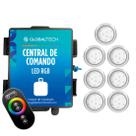 Kit 7 Refletor LED Piscina RGB 9W Inox + Central Touch