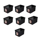 Kit 7 un caixa arquivo movel largo p/ pasta suspensa preto