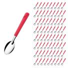 Kit 72 Colheres Vermelho Luna Inox e Plástico Restaurante
