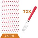 Kit 72 Peças Garfos Aço Inox Plástico Vermelho Luna Almoço