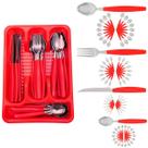 Kit 72 Talheres Berlim Aço Inox Vermelho C/ 3 Porta Talheres