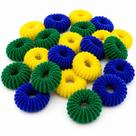 Kit 72 Xuxinhas De Cabelo 5cm cores Verde Azul e Amarelo