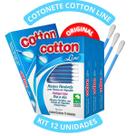 Kit 75 até 1050 Unidades Hastes Flexíveis Cotton Line Cotonete Caixa Com Pontas Algodão Uso Diário Tamanho:900 Unidades