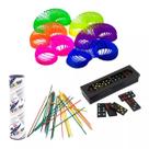 Kit 75 Brinquedos Mola Maluca Colorida Pega Vareta Domino Brincadeira