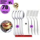 Kit 78 Talheres Jogo de Sobremesa de Aço Inoxidável Colher e Garfo de Sobremesa Elegantes Durável Kit 78 Talheres Jogo de Sobremesa de Aço Inoxidável Colher e Garfo de Sobremesa Elegantes Durável