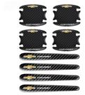 Kit 8 Adesivo Anti Risco Para Maçaneta Portas De Carro Com Logo Marca Chevrolet Cor Preto Carbono