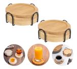 Kit 8 Apoio Suporte Porta Tampa Copos Xicaras Canecas Bambu -