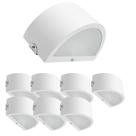 Kit 8 Arandela Meia Lua Alum Branca 1x8W Garden