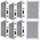Kit 8 Arandelas Caixa de Som JBL 6W21RT Retangular 25 Watts Rms Embutir Teto Gesso 8 Ohms Branca