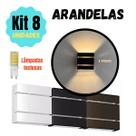 Kit 8 Arandelas com Lâmpadas LED G9 Luminária de Parede Interna e Externa Facho Duplo para Jardim, Piscina, Muro e Corredor Marrom, Preto ou Bra