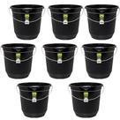 Kit 8 Balde de Limpeza Multiuso 7,5L Eco Preto Com Alça