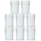 Kit 8 Baldes 24 Litros Branco Atóxico Alimentício c/ Tampa Lacre Hermética e Alça Plástica Kit 8 Baldes 24 Litros Branco Atóxico Alimentício c/ Tampa Lacre Hermética e Alça Plástica