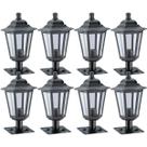 Kit 8 Balizadores de Jardim 31cm Luminária Externa Alumínio Lente Transparente Clássico Preto