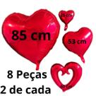 Kit 8 balões coração metalizado dia Bexigas Vermelhas Corações Kit 8 balões coração metalizado dia Bexigas Vermelhas Corações