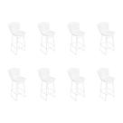 Kit 8 Banquetas Bistrô Bertoia Branca D60 com Assento Branco Kit 8 Banquetas Bistrô Bertoia Branca D60 com Assento Branco