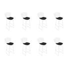 Kit 8 Banquetas Bistrô Bertoia Branca D80 com Assento Preto Kit 8 Banquetas Bistrô Bertoia Branca D80 com Assento Preto