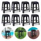 Kit 8 Banquetas De Plástico Banco Banquinho Preto Arqplast