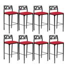 Kit 8 banquetas Eliza Gourmet material sintético vermelho-Gat Magazine