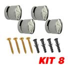 Kit 8 Botão Francês Suporte ABS P/ Espelho + Bucha Parafuso