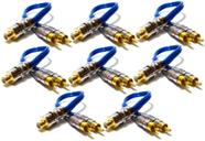 Kit 8 Cabos RCA Y Blindado 2M1F Prime Banhado Ouro Crossover