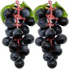 Kit 8 Cachos de Fruta Artificial Uva Decorativa em Silicone Preto Verde 20cm