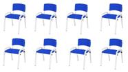 Kit 8 Cadeira Iso Infantil Creche, Escola Base Branco Azul