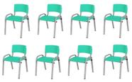 Kit 8 Cadeira Iso Infantil Creche, Escola Base Cinza Verde Água