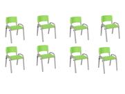 Kit 8 Cadeira Iso Infantil Creche, Escola Base Cinza Verde Claro