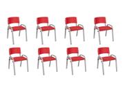 Kit 8 Cadeira Iso Infantil Creche, Escola Base Cinza Vermelho