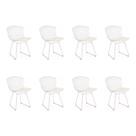 Kit 8 Cadeiras Bertoia Branca com Assento Branco