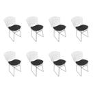 Kit 8 Cadeiras Bertoia Cromada com Assento Sintético Preto