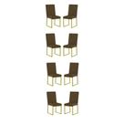 Kit 8 Cadeiras De Jantar Com Base de Ferro Dourado Balaqui
