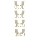 Kit 8 Cadeiras De Jantar Com Base De Ferro Dourado Balaqui Bege