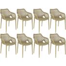 Kit 8 Cadeiras de Jantar Design Suits com Braços Empilhável em Polipropileno - Nude
