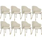 Kit 8 Cadeiras de Jantar Estofada Milano Design Italiano com Encosto Ergonômico - Creme/Cinza