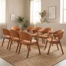 Kit 8 Cadeiras de Jantar Estofadas em Madeira Maciça e material sintético Hibisco