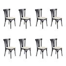 Kit 8 Cadeiras de Jantar Paris Luxo Estrutura Aço Resistente Design Moderno Sala - Preta/branca