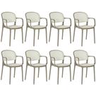 Kit 8 Cadeiras de Jantar Roma Prática com Braços para Sala e Cozinha - Branco/Cinza Escuro
