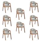 Kit 8 Cadeiras Decorativa Sala de Jantar Luxo Larissa Facto Prata Brilho - Mozzelar