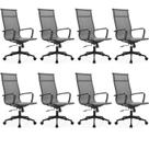 Kit 8 Cadeiras Escritorio Presidente Esteirinha Tela Mesh 3303
