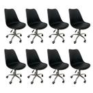 Kit 8 Cadeiras Escritório Secretária Decorativa Eames Chicago