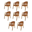 Kit 8 Cadeiras Facto Helen Premium para Mesa de Jantar Conforto em Madeira Maciça - Caramelo