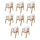Kit 8 Cadeiras Facto Helen Premium para Sala de Jantar Estilo Elegante em Madeira Maciça - Branco