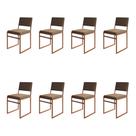 Kit 8 Cadeiras Industrial Isa Veludo Marrom Base Cobre para Mesa Sala Cozinha - Cobre/marrom