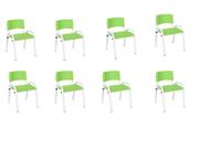 Kit 8 Cadeiras Infantil Iso, Escola, Base Branco- Verde Claro