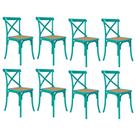 Kit 8 Cadeiras Jantar Cross Katrina X Azul Turquesa Assento Bege Aço Azul