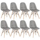 Kit 8 Cadeiras Laráz Eames Eiffel Botonê Estofada - Cinza