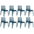 Kit 8 Cadeiras Laráz Gruvyer Design Anatômico Azul petróleo