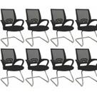 Kit 8 Cadeiras para Escritório Interlocutor Fixa Tela Mesh